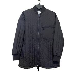 TOPSHOP Jacket Women’s Small Gray Quilted Oversized Bomber Full Zip Nylon